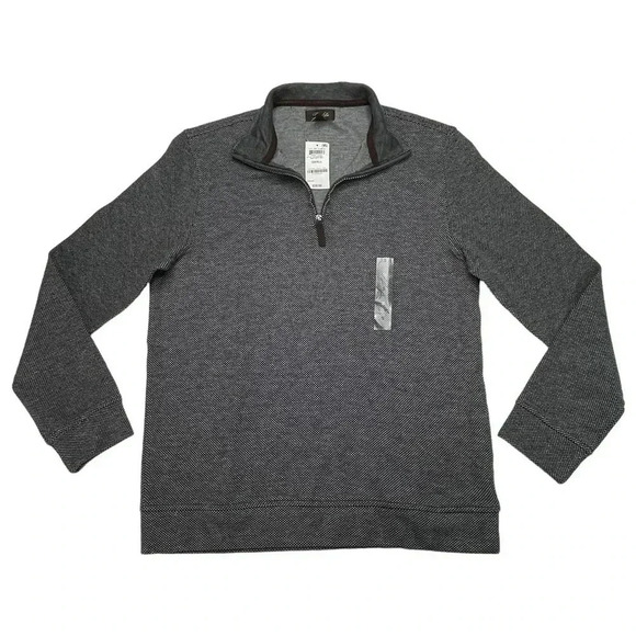 Tasso Elba 1/4 Zip Grey Cotton Blend Mens Sweater Size Small - Picture 2 of 10